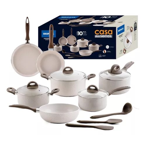 Jogo de Panelas Brinox Ceramic Life 10 Peças